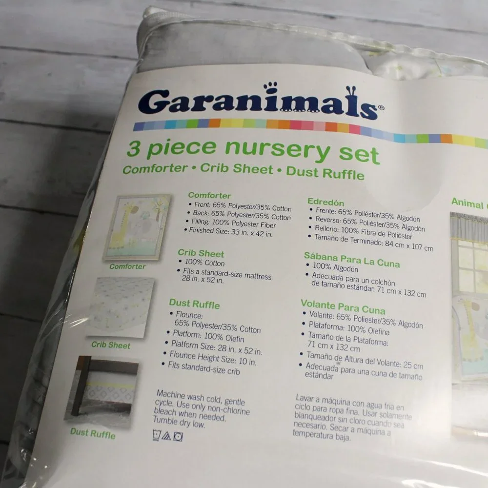 Garanimals Nursery Set Crib Comforter Sheet Giraffe Elephant Unisex Baby